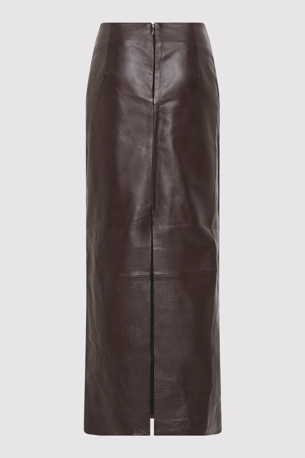 St. Agni Chocolate Leather Column Skirt