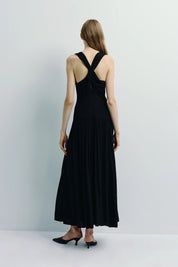 Rue Sophie Black Gisele Deep-V Maxi Dress