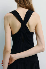 Rue Sophie Black Gisele Deep-V Maxi Dress
