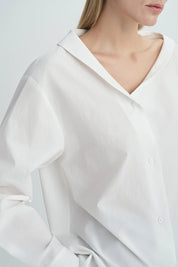 Rue Sophie Liora Asymmetric Neck White Button Up