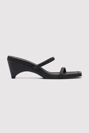 St. Agni Black Double Strap Arc Wedge