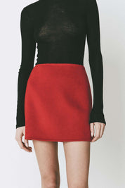 Rue Sophie Red Mirabeau Wool Mini Skirt