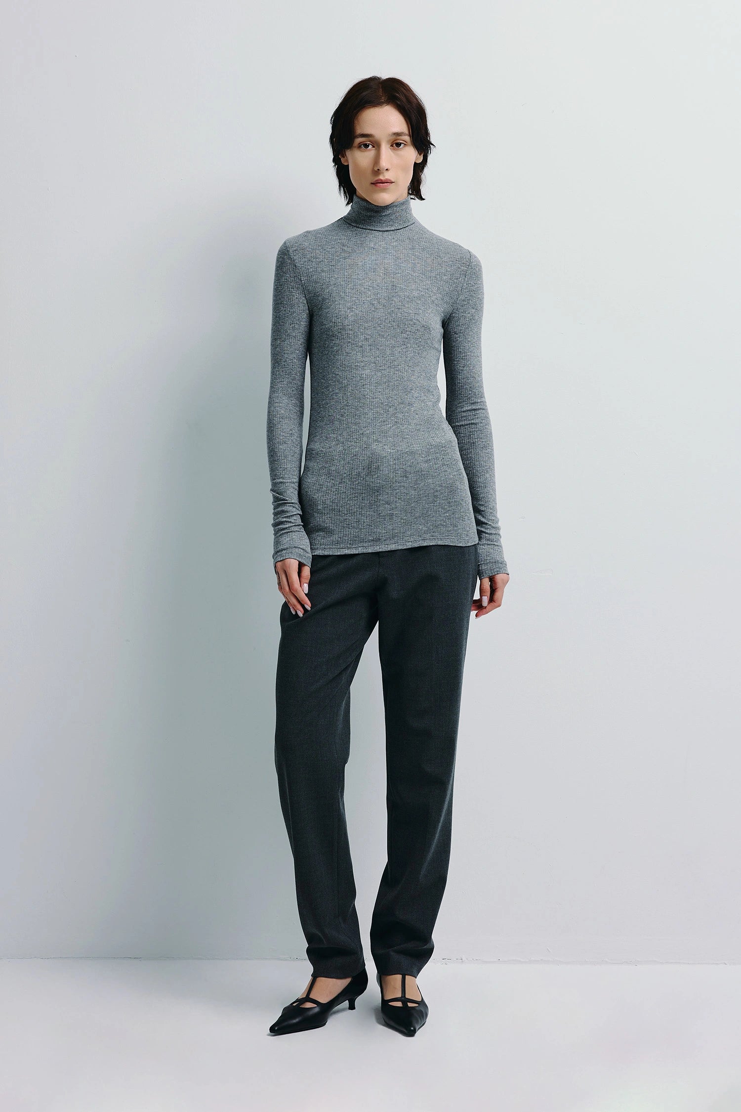 Rue Sophie Halley H. Grey Turtleneck Knit Top