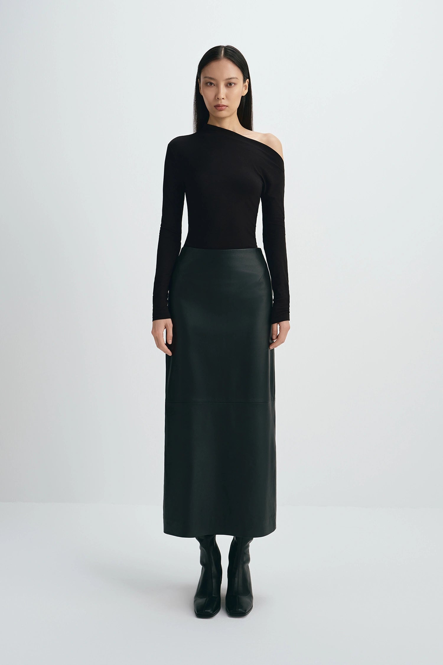 Rue Sophie Anais Leather Midi Skirt