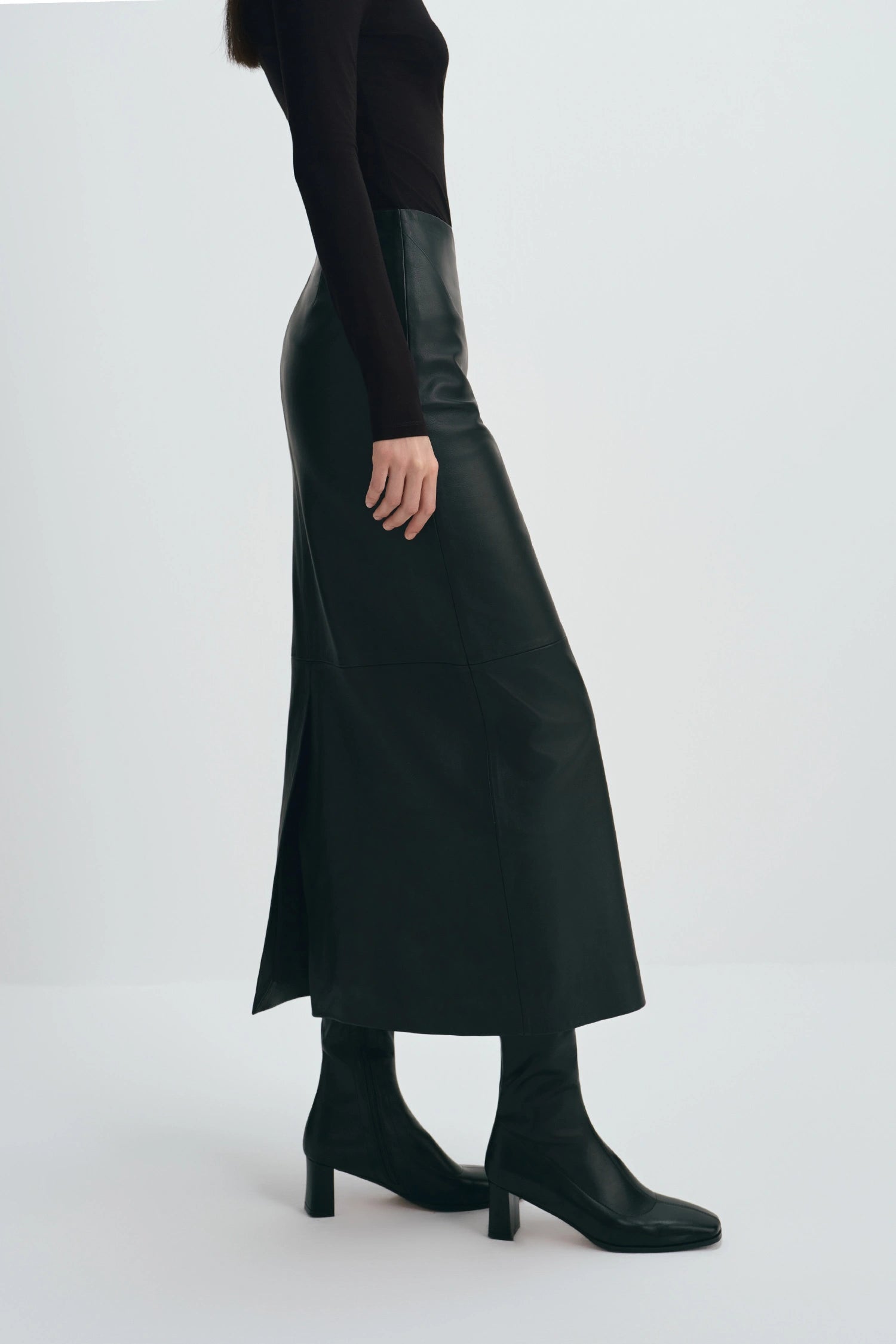 Rue Sophie Anais Leather Midi Skirt
