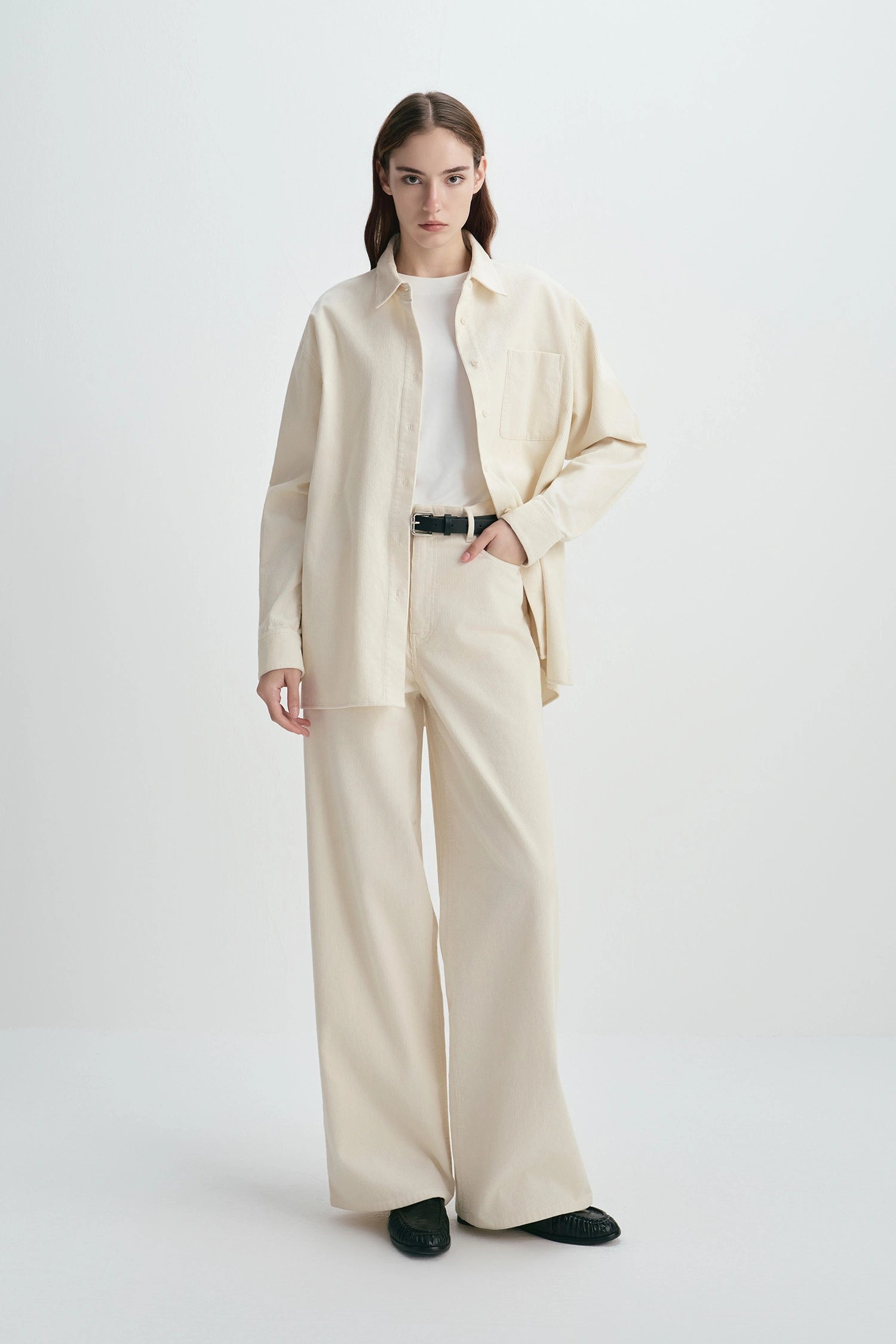 Rue Sophie Cream Roy Cord Shirt