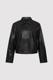 St. Agni Black Cocoon Leather Jacket