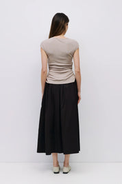 Black Kiana Side Tie Midi Skirt