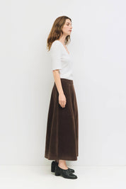 Brown Faux Suede Midi Eryn Skirt
