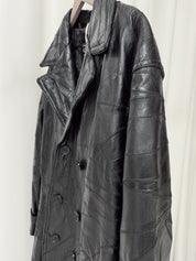 Vintage Black Leather Trench Coat XL