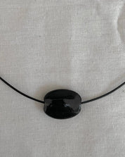 Nuri Studios Small Black Glass Oval Necklace