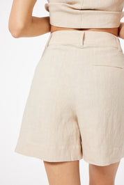 Oatmeal Tashi Linen Shorts