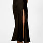 Black Manhattan Satin High Slit Skirt