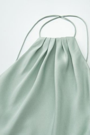 Sage Satin Halter Maxi Dress