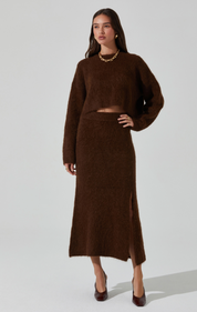 Brown Knit Sinisa Midi Skirt