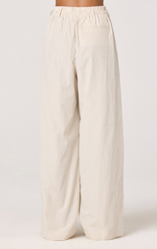 Cream Pinstriped Wide Leg Trousers
