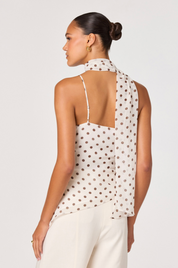 White Polka Dot Scarf Top