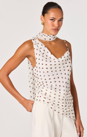 White Polka Dot Scarf Top