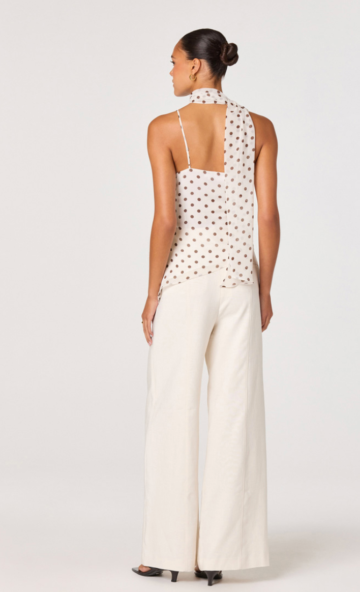 White Polka Dot Scarf Top