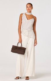 White Polka Dot Scarf Top