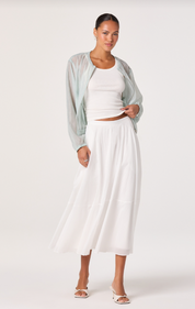 White Grace Nylon Midi Skirt