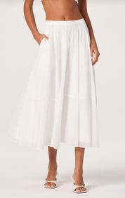 White Grace Nylon Midi Skirt