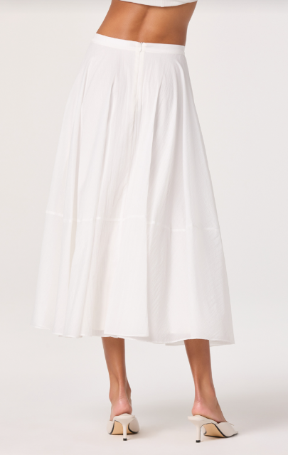 White Grace Nylon Midi Skirt
