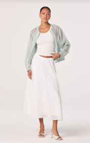 White Grace Nylon Midi Skirt