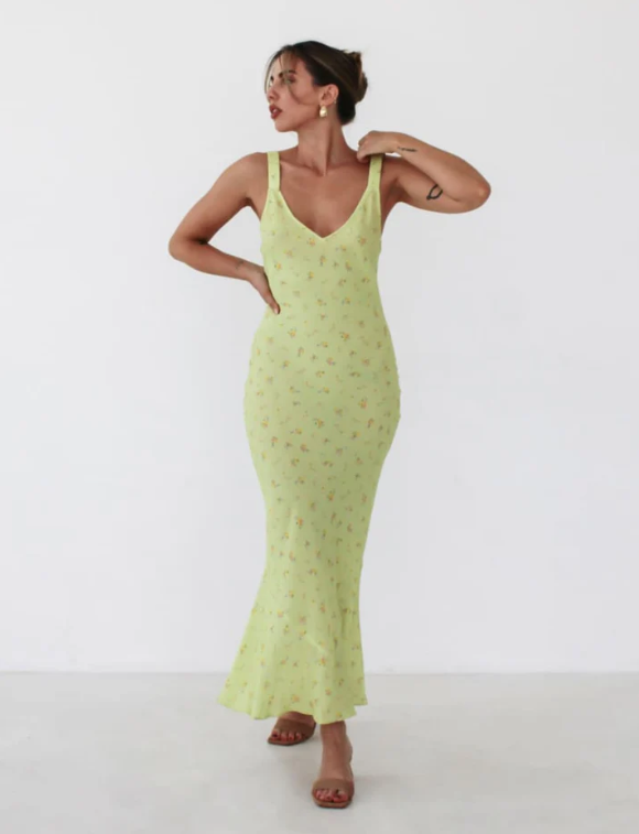 Green Floral Sunnyside Midi Dress