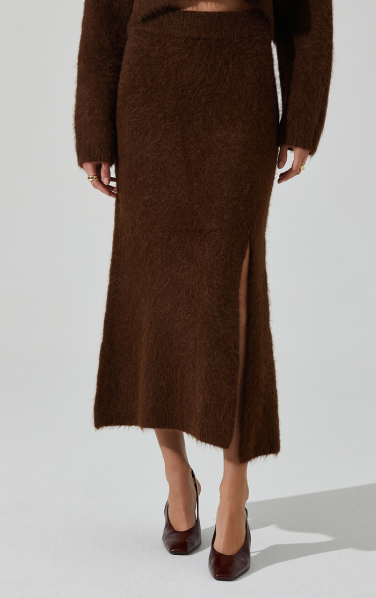 Brown Knit Sinisa Midi Skirt