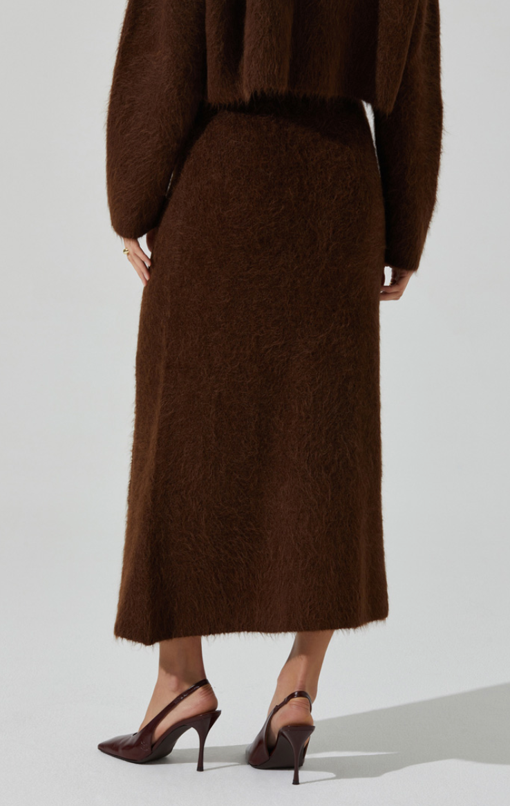 Brown Knit Sinisa Midi Skirt