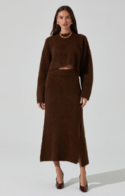 Brown Knit Sinisa Midi Skirt