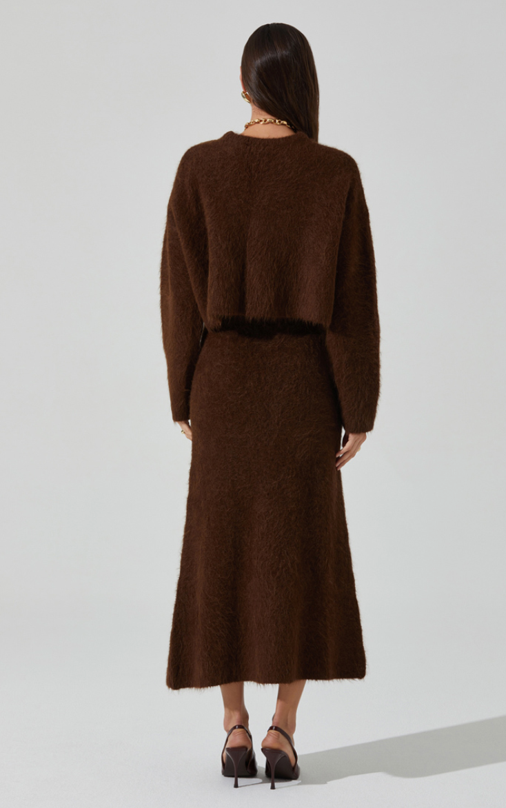 Brown Knit Sinisa Midi Skirt