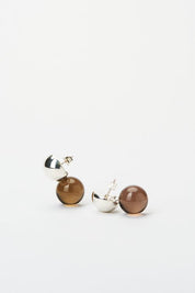 Mussels and Muscles Spheres Earrings - Smoky Quartz