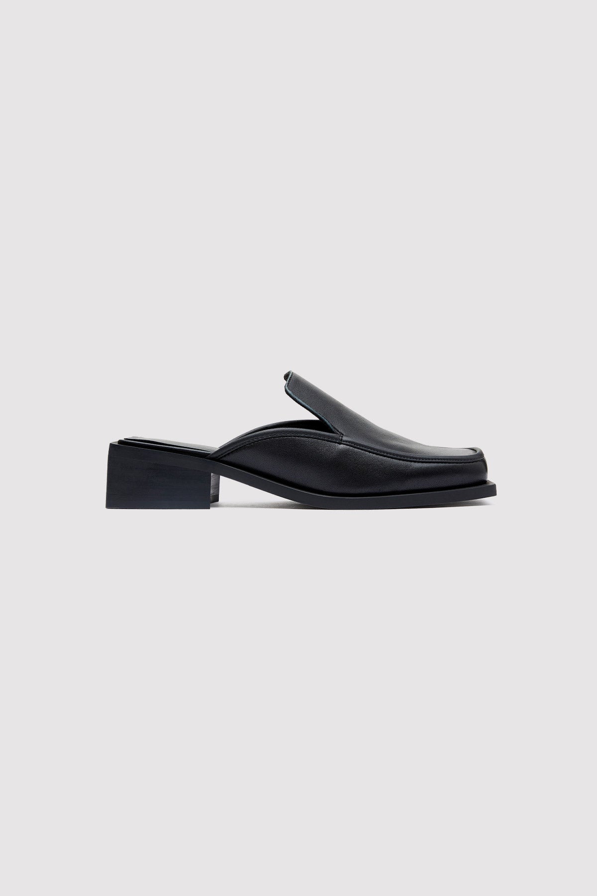 St. Agni Black Square Toe Mule