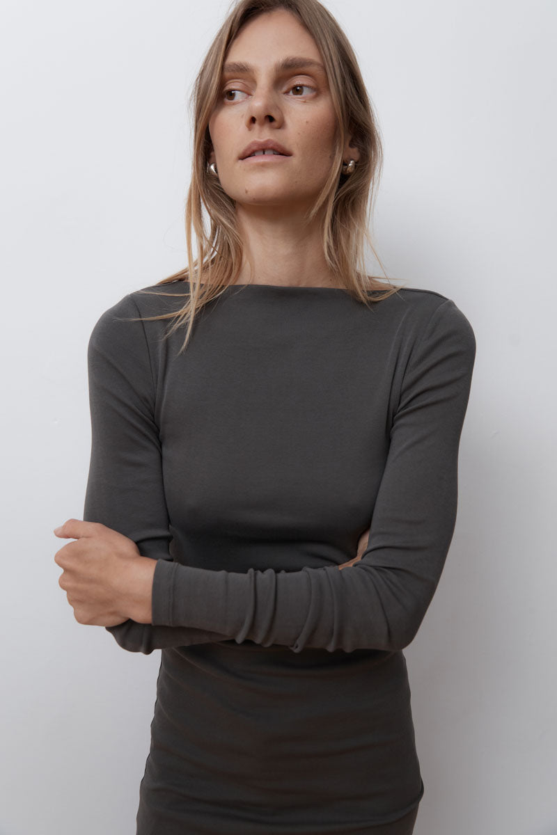 St. Agni Khaki Organic Cotton Bateau Dress