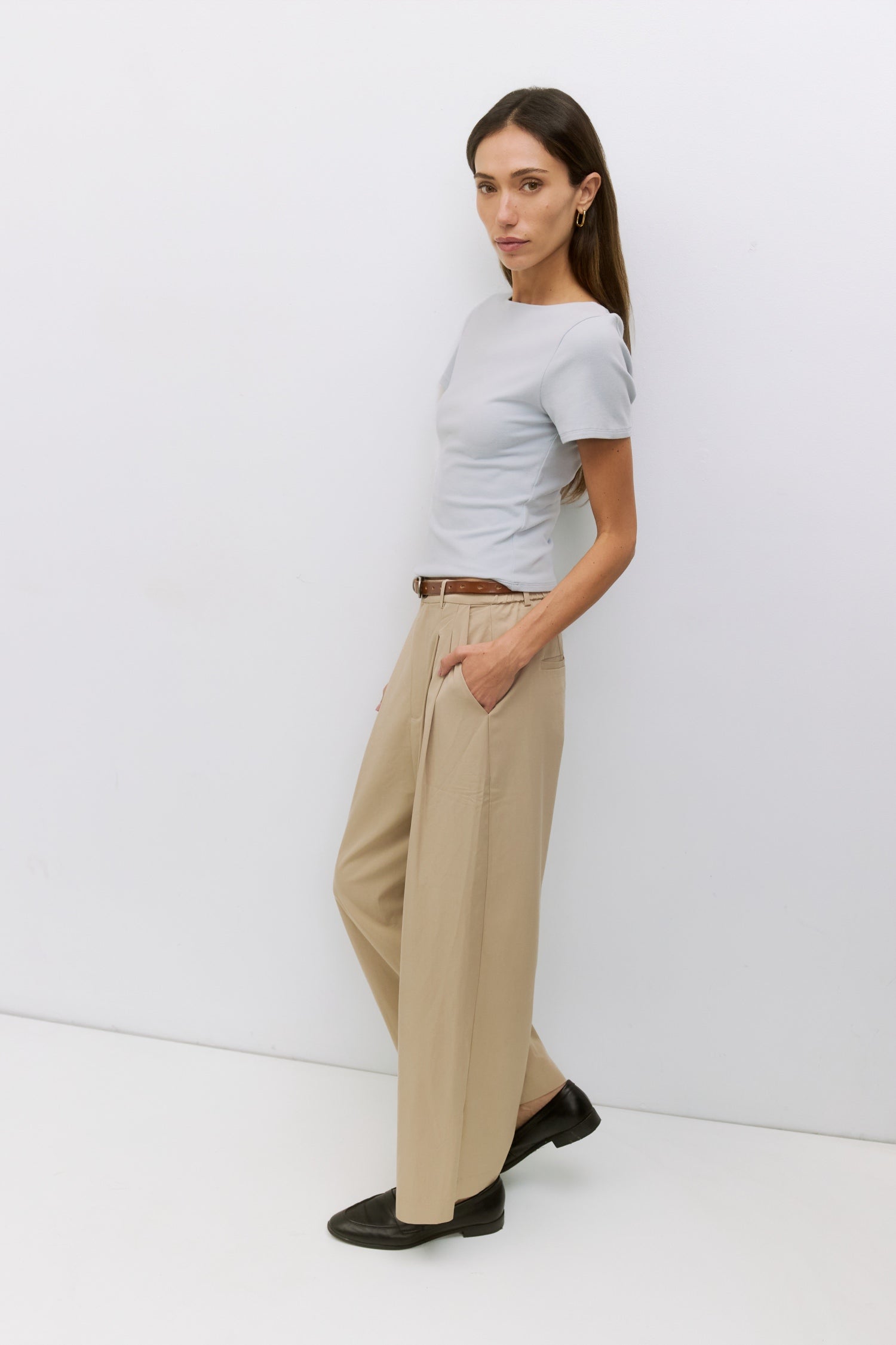 Powder Blue Wide Neck Soft Knit Top