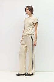 Cream Waffle Button-Up Knit Top