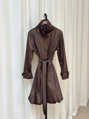 Vintage Brown Funnel Neck Bubble Hem Jacket
