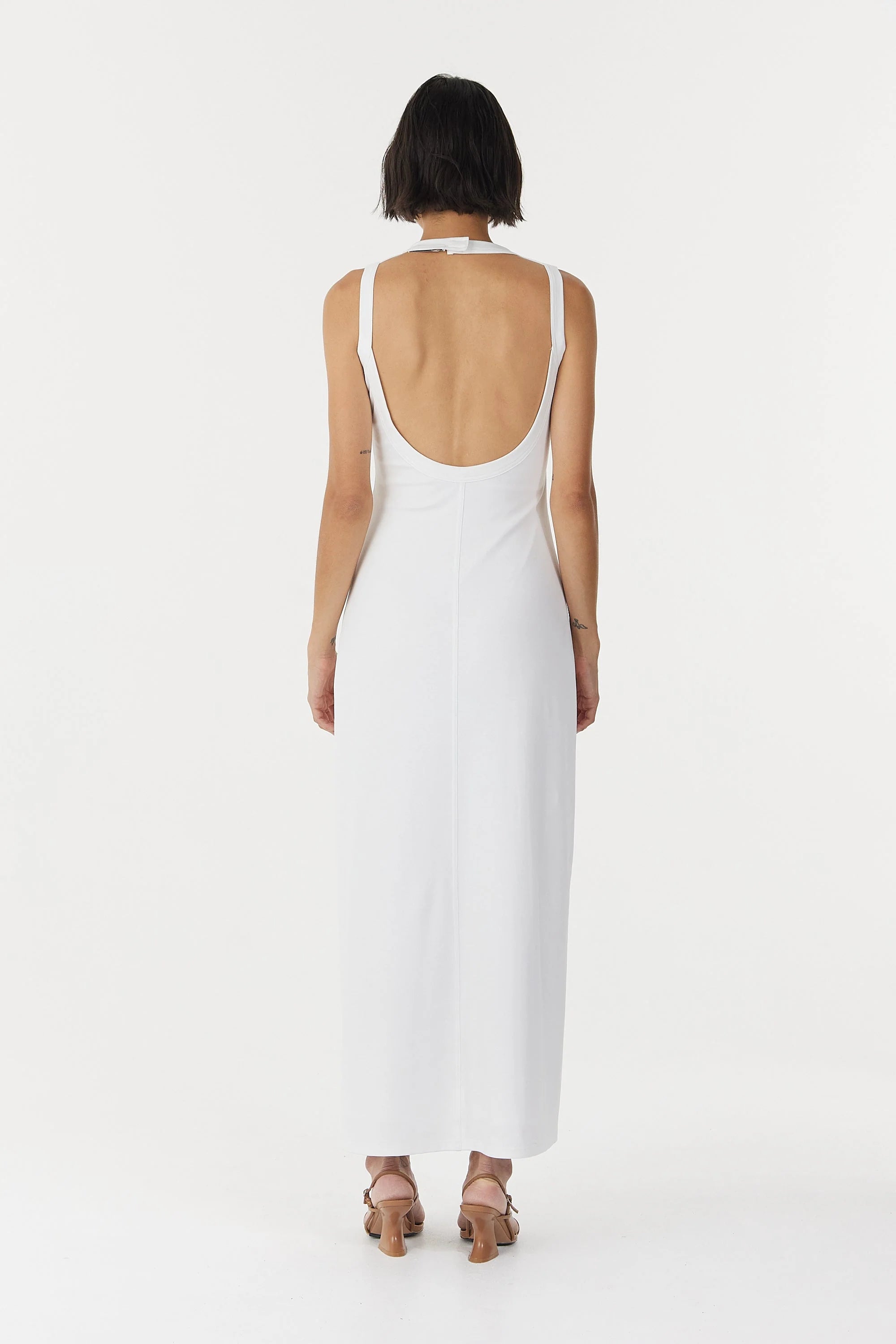 Third Form White Momentum Open Back Midi Dress