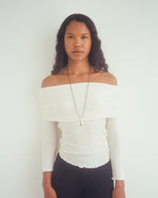 Nuri Studios Silver Teardrop Long Cord Necklace