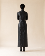 Vintage Black Leather Maxi Skirt - 27" Waist