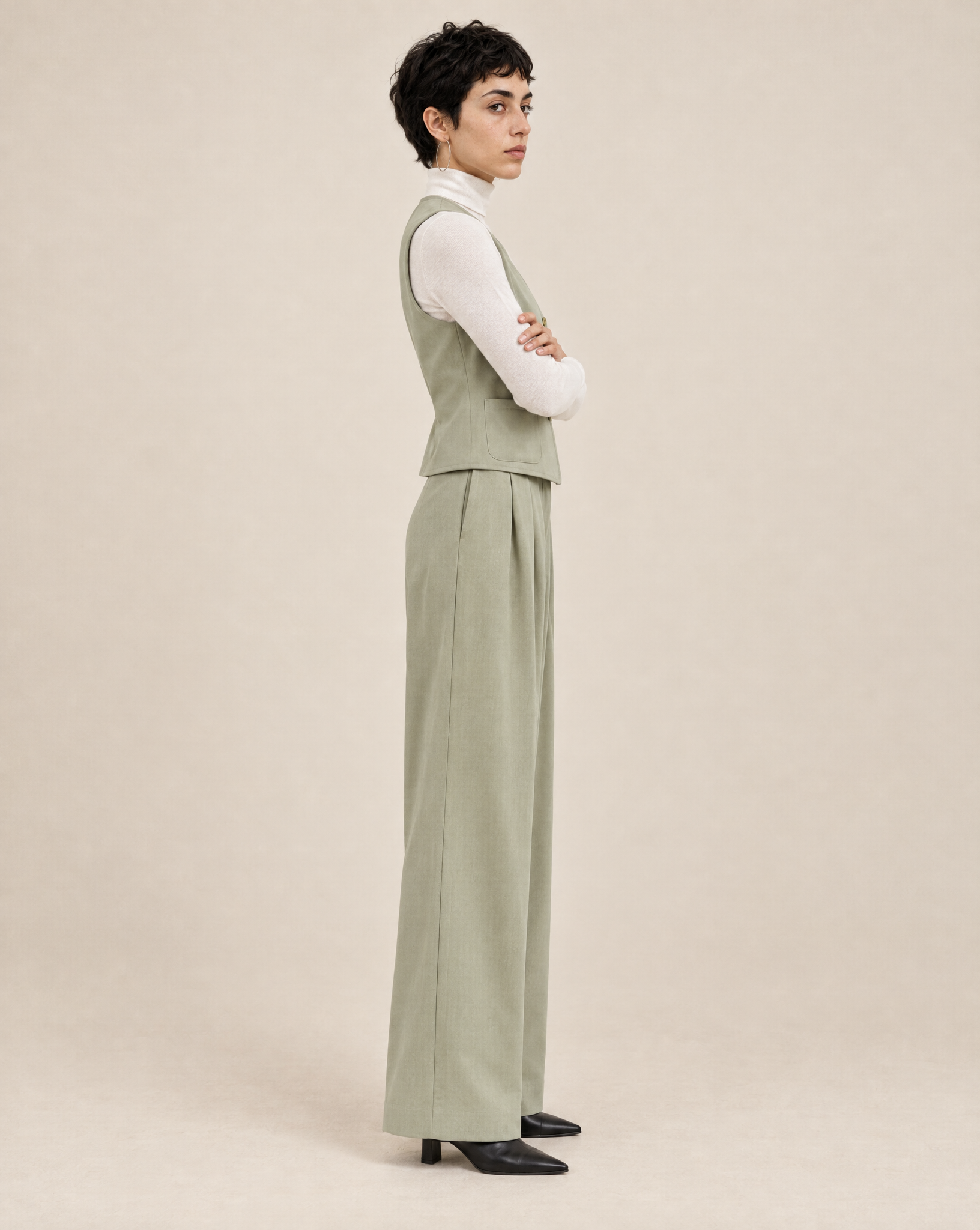 Vintage Sage Green Saks Fifth Avenue Vest & Pant Set