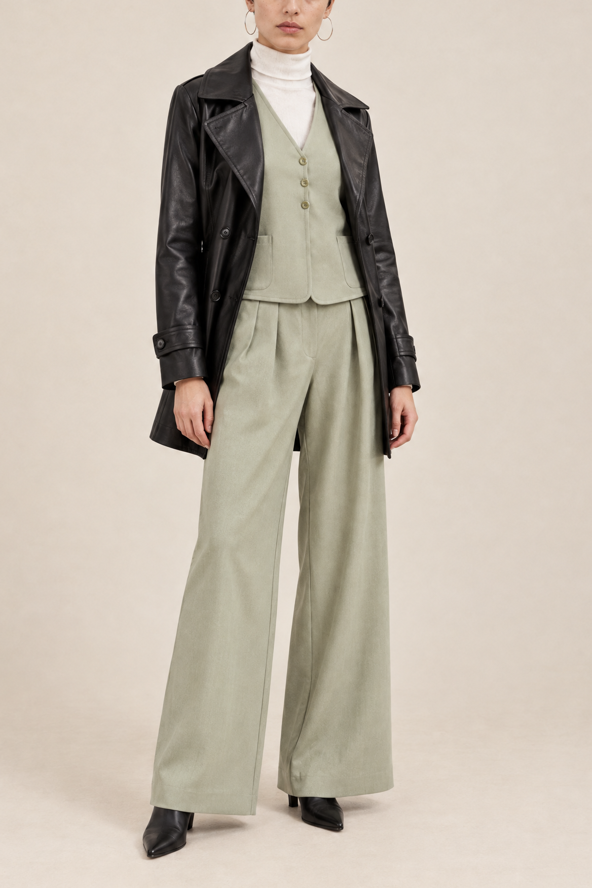 Vintage Sage Green Saks Fifth Avenue Vest & Pant Set