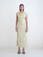 Belle Anna Gold Jacquard Whim Dress