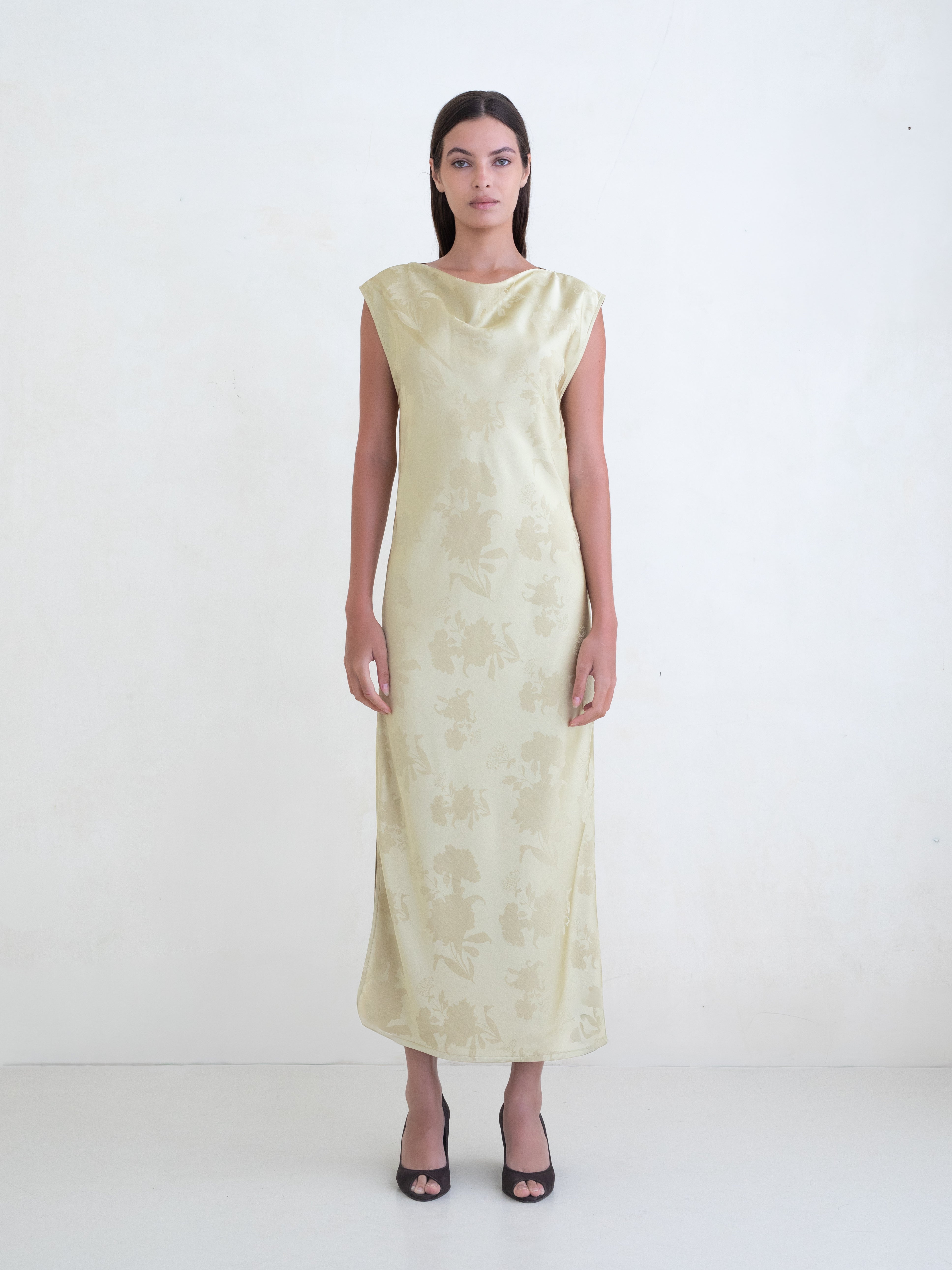 Belle Anna Gold Jacquard Whim Dress