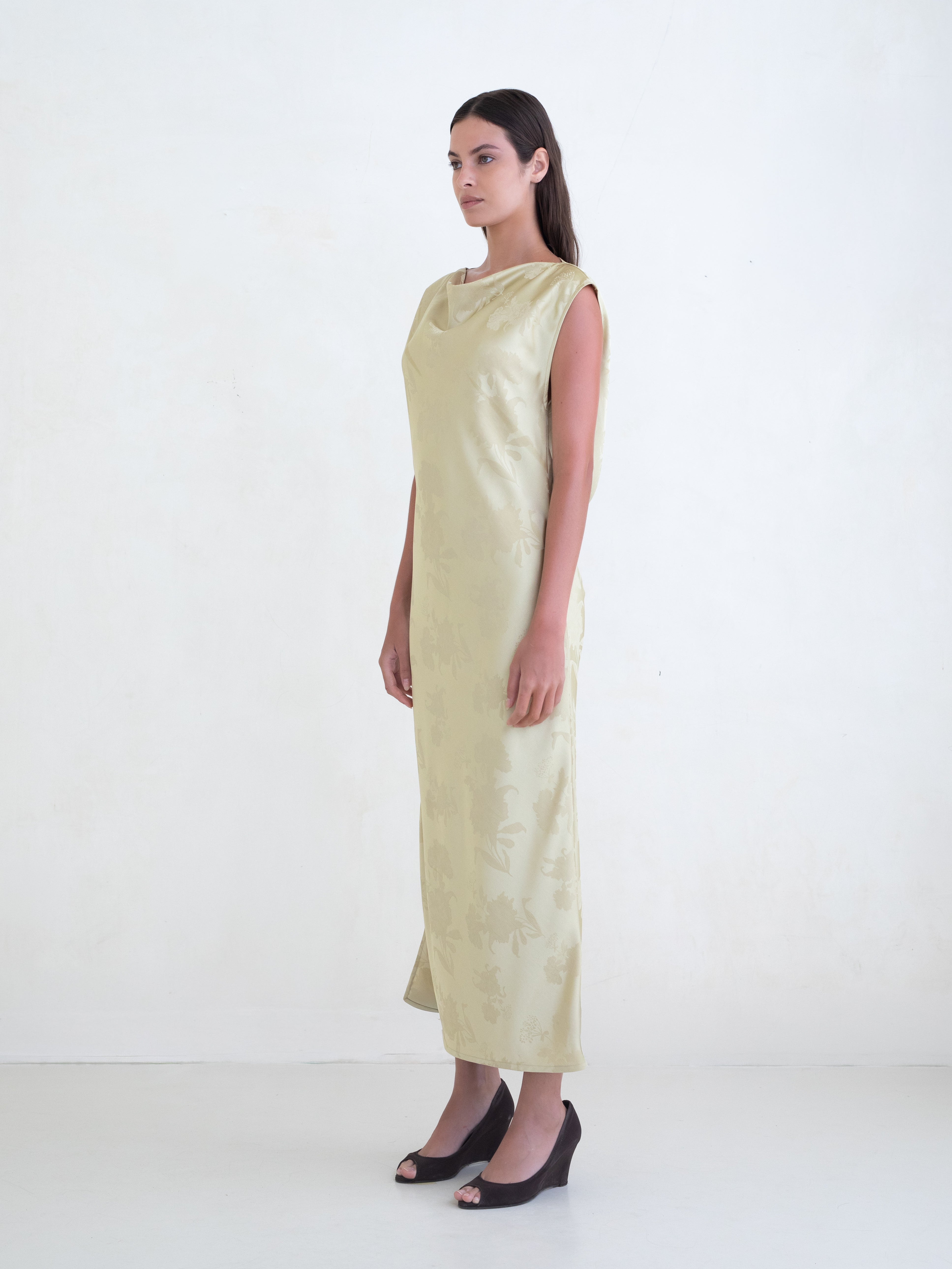 Belle Anna Gold Jacquard Whim Dress