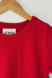 Le Bon Shoppe Pointelle Babe Tee in Red Apple