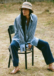 Minga Striped Crochet Agave Bucket Hat