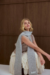 Light Gray Alpaca Skinny Scarf